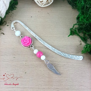 Pink rózsás könyvjelző - Anyák napi apró figyelmesség #84 - Meska.hu