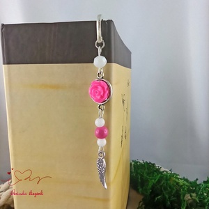 Pink rózsás könyvjelző - Anyák napi apró figyelmesség #84 - könyv & zene - könyvjelző - Meska.hu