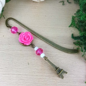 Pink rózsás könyvjelző - Anyák napi apró figyelmesség #92 - Meska.hu