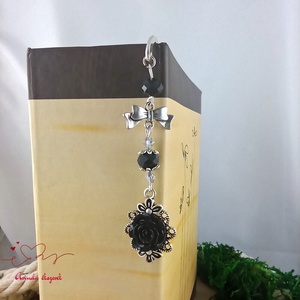 Fekete rózsás könyvjelző - Anyák napi apró figyelmesség #83 - könyv & zene - könyvjelző - Meska.hu