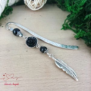 Fekete rózsás könyvjelző - Anyák napi apró figyelmesség #82 - könyv & zene - könyvjelző - Meska.hu