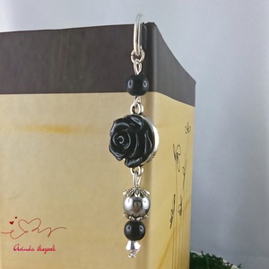 Fekete rózsás könyvjelző - Anyák napi apró figyelmesség #80 - könyv & zene - könyvjelző - Meska.hu