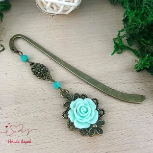 Menta rózsás könyvjelző - Anyák napi apró figyelmesség #64 - Meska.hu