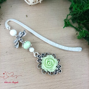 Menta rózsás könyvjelző - Anyák napi apró figyelmesség #73 - Meska.hu