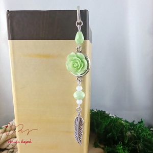 Menta rózsás könyvjelző - Anyák napi apró figyelmesség #65 - könyv & zene - könyvjelző - Meska.hu