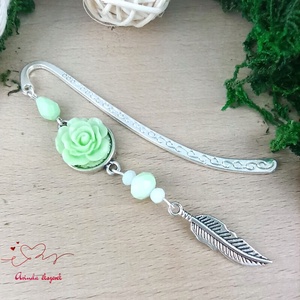 Menta rózsás könyvjelző - Anyák napi apró figyelmesség #65 - Meska.hu