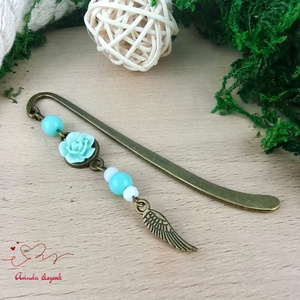 Menta rózsás könyvjelző - Anyák napi apró figyelmesség #70 - könyv & zene - könyvjelző - Meska.hu