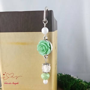 Menta rózsás könyvjelző - Anyák napi apró figyelmesség #72 - könyv & zene - könyvjelző - Meska.hu