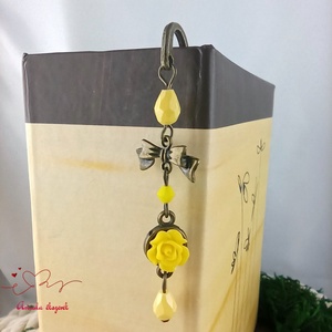 Sárga rózsás könyvjelző - Anyák napi apró figyelmesség #43 - könyv & zene - könyvjelző - Meska.hu