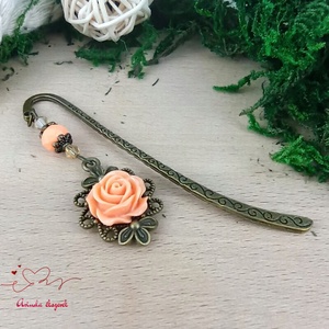 Barack rózsás könyvjelző - Anyák napi apró figyelmesség #44 - könyv & zene - könyvjelző - Meska.hu