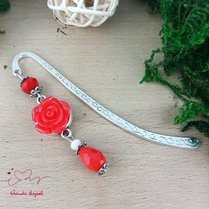 Piros rózsás könyvjelző - Anyák napi apró figyelmesség #62 - Meska.hu