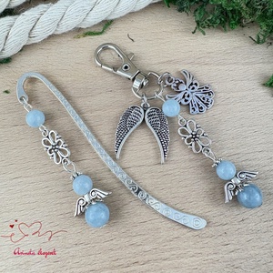 Akvamarin angyal könyvjelző és kulcstartó szett � ásvány ajándék - Meska.hu