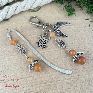 Narancs aventurin angyal könyvjelző és kulcstartó szett � ásvány ajándék - Meska.hu