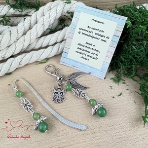 Zöld aventurin angyal könyvjelző és kulcstartó szett � ásvány ajándék - könyv & zene - könyvjelző - Meska.hu
