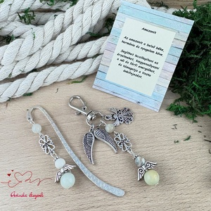 Amazonit angyal könyvjelző és kulcstartó szett � ásvány ajándék - könyv & zene - könyvjelző - Meska.hu