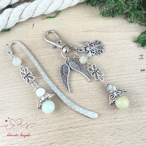 Amazonit angyal könyvjelző és kulcstartó szett � ásvány ajándék - Meska.hu