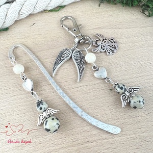 Dalmata jáspis angyal könyvjelző és kulcstartó szett � ásvány ajándék - Meska.hu