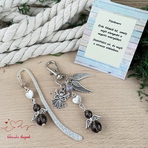 Füstkvarc angyal könyvjelző és kulcstartó szett � ásvány ajándék - könyv & zene - könyvjelző - Meska.hu