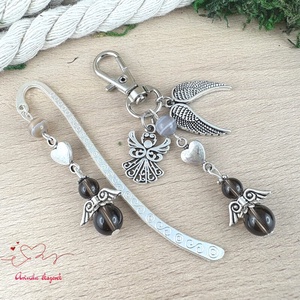 Füstkvarc angyal könyvjelző és kulcstartó szett � ásvány ajándék - Meska.hu