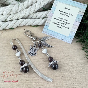 Gránát angyal könyvjelző és kulcstartó szett � ásvány ajándék - könyv & zene - könyvjelző - Meska.hu