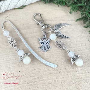 Holdkő angyal könyvjelző és kulcstartó szett � ásvány ajándék, Könyv & Zene, Könyvjelző, Ékszerkészítés, Gyöngyfűzés, gyöngyhímzés, MESKA