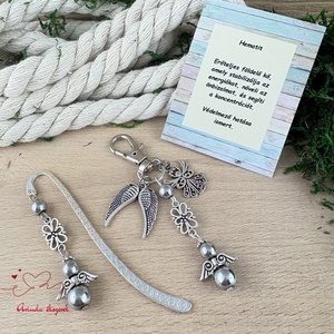 Hematit ezüst angyal könyvjelző és kulcstartó szett � ásvány ajándék - könyv & zene - könyvjelző - Meska.hu