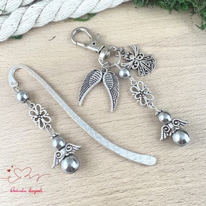 Hematit ezüst angyal könyvjelző és kulcstartó szett � ásvány ajándék, Könyv & Zene, Könyvjelző, Ékszerkészítés, Gyöngyfűzés, gyöngyhímzés, MESKA