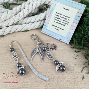 Hematit grafit angyal könyvjelző és kulcstartó szett � ásvány ajándék - könyv & zene - könyvjelző - Meska.hu