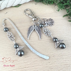 Hematit grafit angyal könyvjelző és kulcstartó szett � ásvány ajándék, Könyv & Zene, Könyvjelző, Ékszerkészítés, Gyöngyfűzés, gyöngyhímzés, MESKA