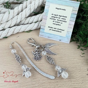 Matt hegyikristály angyal könyvjelző és kulcstartó szett � ásvány ajándék - könyv & zene - könyvjelző - Meska.hu