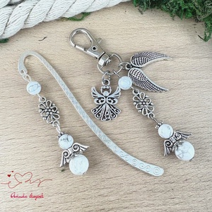 Howlit angyal könyvjelző és kulcstartó szett � ásvány ajándék, Könyv & Zene, Könyvjelző, Ékszerkészítés, Gyöngyfűzés, gyöngyhímzés, MESKA