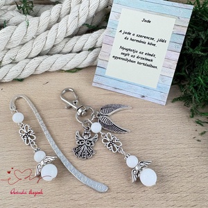 Fehér jade angyal könyvjelző és kulcstartó szett � ásvány ajándék - könyv & zene - könyvjelző - Meska.hu