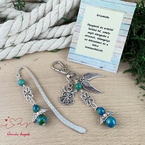 Krizokolla angyal könyvjelző és kulcstartó szett � ásvány ajándék - könyv & zene - könyvjelző - Meska.hu