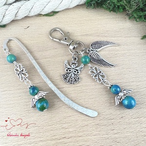 Krizokolla angyal könyvjelző és kulcstartó szett � ásvány ajándék - Meska.hu