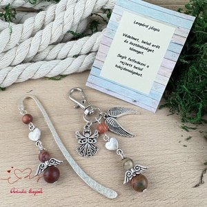 Leopárd jáspis angyal könyvjelző és kulcstartó szett � ásvány ajándék - könyv & zene - könyvjelző - Meska.hu