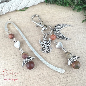 Leopárd jáspis angyal könyvjelző és kulcstartó szett � ásvány ajándék - könyv & zene - könyvjelző - Meska.hu