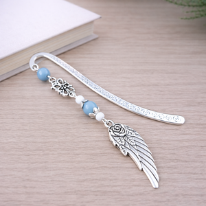 Angyalszárnyas könyvjelző - évzáró ajándék ballagásra, év végi köszönetként szürke színben, Könyv & Zene, Könyvjelző, Ékszerkészítés, Gyöngyfűzés, gyöngyhímzés, MESKA