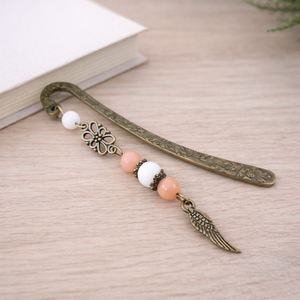 Angyalszárny könyvjelző  narancs gyöngyökkel - kézzel készült ajándék könyvszeretőknek, Könyv & Zene, Könyvjelző, Ékszerkészítés, Gyöngyfűzés, gyöngyhímzés, MESKA