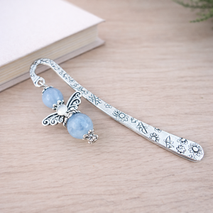 Anyák napi ásvány angyal könyvjelző akvamarinnal - szeretettel készült ajándék édesanyáknak, Könyv & Zene, Könyvjelző, Ékszerkészítés, Gyöngyfűzés, gyöngyhímzés, MESKA