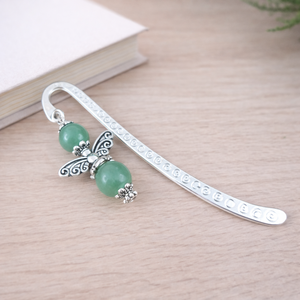 Anyák napi ásvány angyal könyvjelző zöld aventurinnal - szeretettel készült ajándék édesanyáknak, Könyv & Zene, Könyvjelző, Ékszerkészítés, Gyöngyfűzés, gyöngyhímzés, MESKA