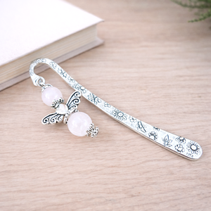 Anyák napi ásvány angyal könyvjelző rózsakvarccal - szeretettel készült ajándék édesanyáknak, Könyv & Zene, Könyvjelző, Ékszerkészítés, Gyöngyfűzés, gyöngyhímzés, MESKA