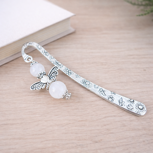 Anyák napi ásvány angyal könyvjelző fehér jadeval - szeretettel készült ajándék édesanyáknak, Könyv & Zene, Könyvjelző, Ékszerkészítés, Gyöngyfűzés, gyöngyhímzés, MESKA