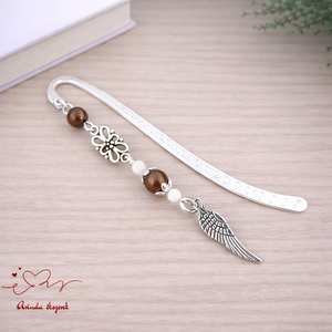 Angyalszárny könyvjelző  barna gyöngyökkel - kézzel készült ajándék könyvszeretőknek, Könyv & Zene, Könyvjelző, Ékszerkészítés, Gyöngyfűzés, gyöngyhímzés, MESKA