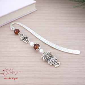 Bagoly könyvjelző barna gyöngyökkel � kézműves ajándék olvasóknak és tanároknak - Meska.hu