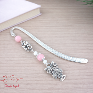 Bagoly könyvjelző rózsaszín gyöngyökkel � kézműves ajándék olvasóknak és tanároknak, Könyv & Zene, Könyvjelző, Ékszerkészítés, Gyöngyfűzés, gyöngyhímzés, MESKA