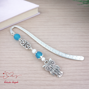 Bagoly könyvjelző türkiz gyöngyökkel � kézműves ajándék olvasóknak és tanároknak - Meska.hu