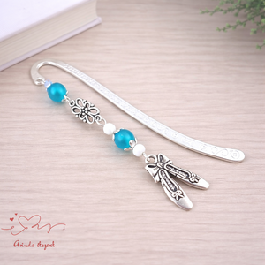 Balettcipő könyvjelző kék-fehér gyöngyökkel � elegáns ajándék táncosoknak, balett rajongóknak, Könyv & Zene, Könyvjelző, Ékszerkészítés, Gyöngyfűzés, gyöngyhímzés, MESKA