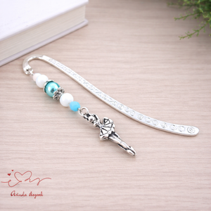 Balerina könyvjelző kék-fehér gyöngyökkel � elegáns ajándék táncosoknak, balett rajongóknak, Könyv & Zene, Könyvjelző, Ékszerkészítés, Gyöngyfűzés, gyöngyhímzés, MESKA