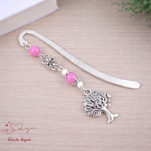 Pink achát életfás könyvjelző � pedagógusnapi ajándék, Könyv & Zene, Könyvjelző, Ékszerkészítés, Gyöngyfűzés, gyöngyhímzés, MESKA