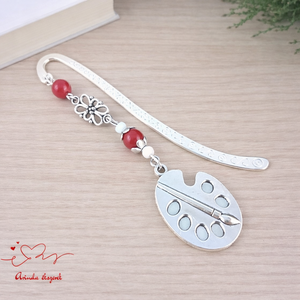 Piros festőpalettás könyvjelző � pedagógusnapi és évzáró ajándék tanároknak, Könyv & Zene, Könyvjelző, Ékszerkészítés, Gyöngyfűzés, gyöngyhímzés, MESKA